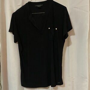 Tahari Black Blouse with Gold Buttons